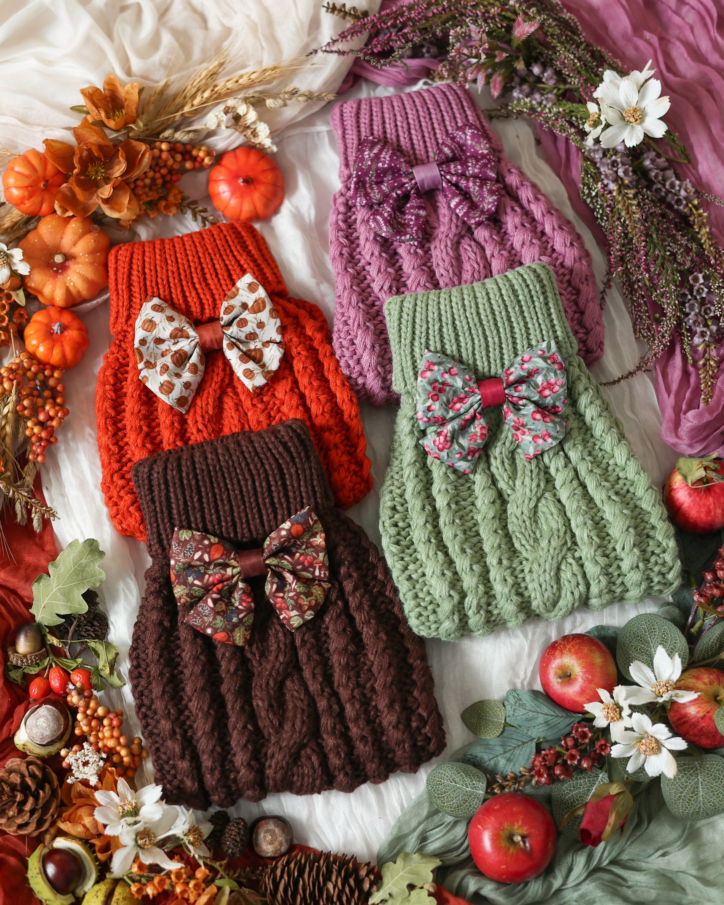 Hand Knitted Dog Jumper - Mauve (seconds)