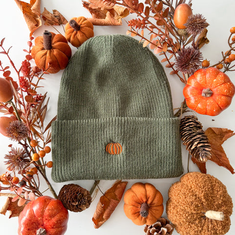 Classic Beanie - Pumpkin Harvest - Olive Green