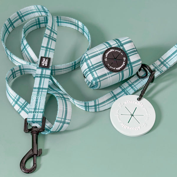 Poop Bag Holder - LUXE Frosted Mint Plaid