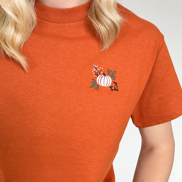 Embroidered AP T-Shirt - Pumpkin Harvest - Burnt Orange