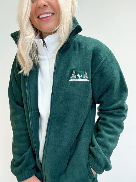 Embroidered Oversized Outdoor Full Zip Fleece - Arctic Spruce