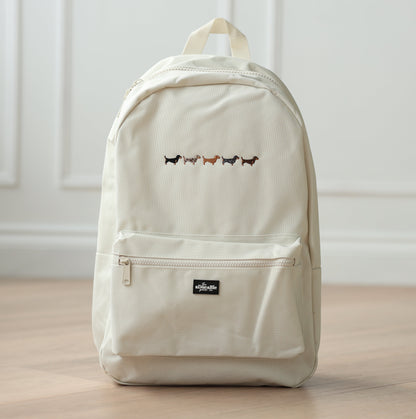 Cream Backpack - Five Embroidered Dachshunds - SAMPLE