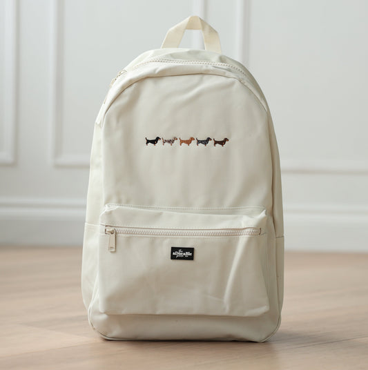 Cream Backpack - Five Embroidered Dachshunds - SAMPLE