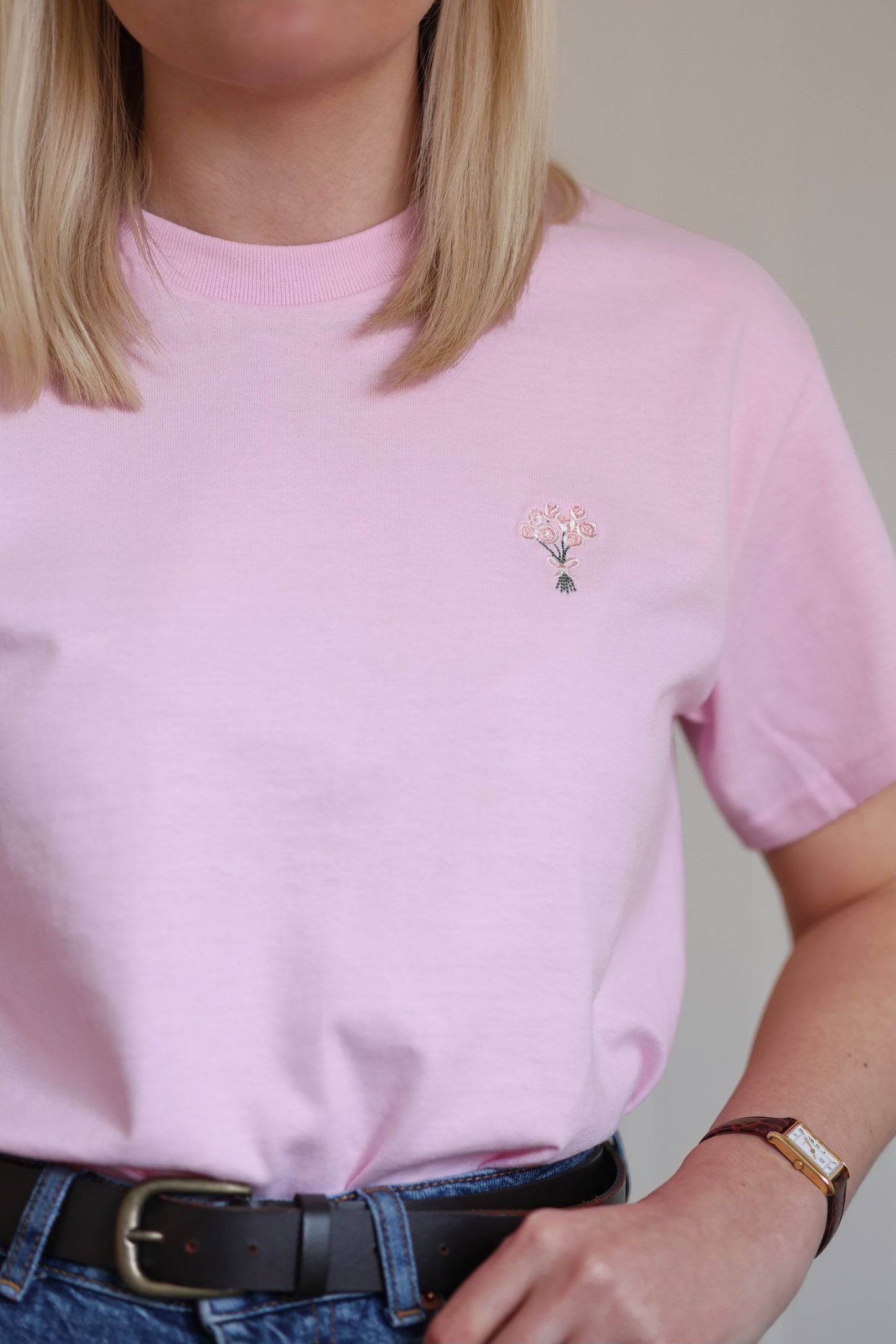 Embroidered AP T-Shirt - Peony Petals