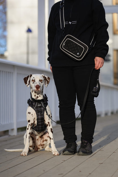 Quilted Dog Walking Shoulder Bag - Black