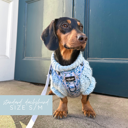 Hand Knitted Dachshund Jumper - Ice Blue