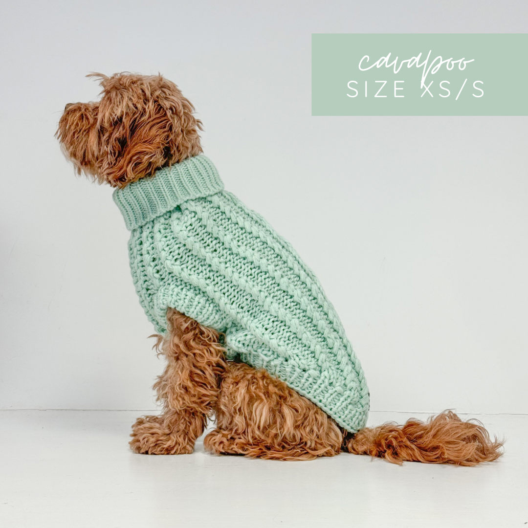 Hand Knitted Dachshund Jumper - Frosted Mint