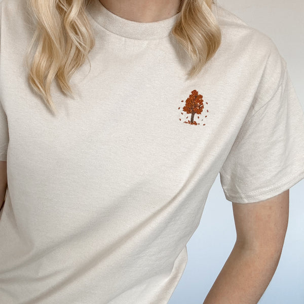 Embroidered AP T-Shirt - Autumn Orchard - Sand