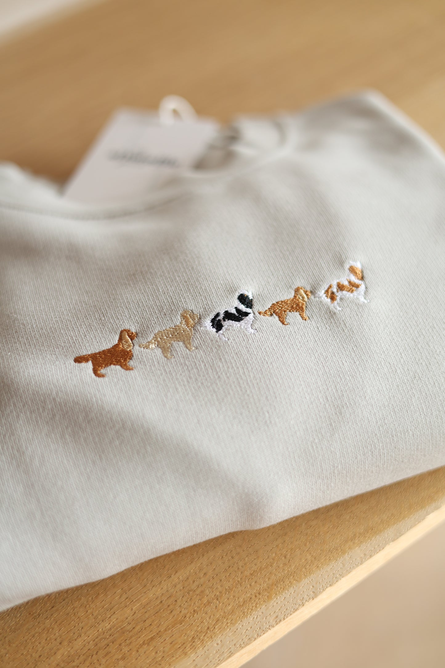 Embroidered Sweatshirt Doodles and Spaniels - Grey - SAMPLE - Multiple Sizes
