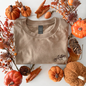 Embroidered AP T-Shirt - Pumpkin Harvest - Mocha