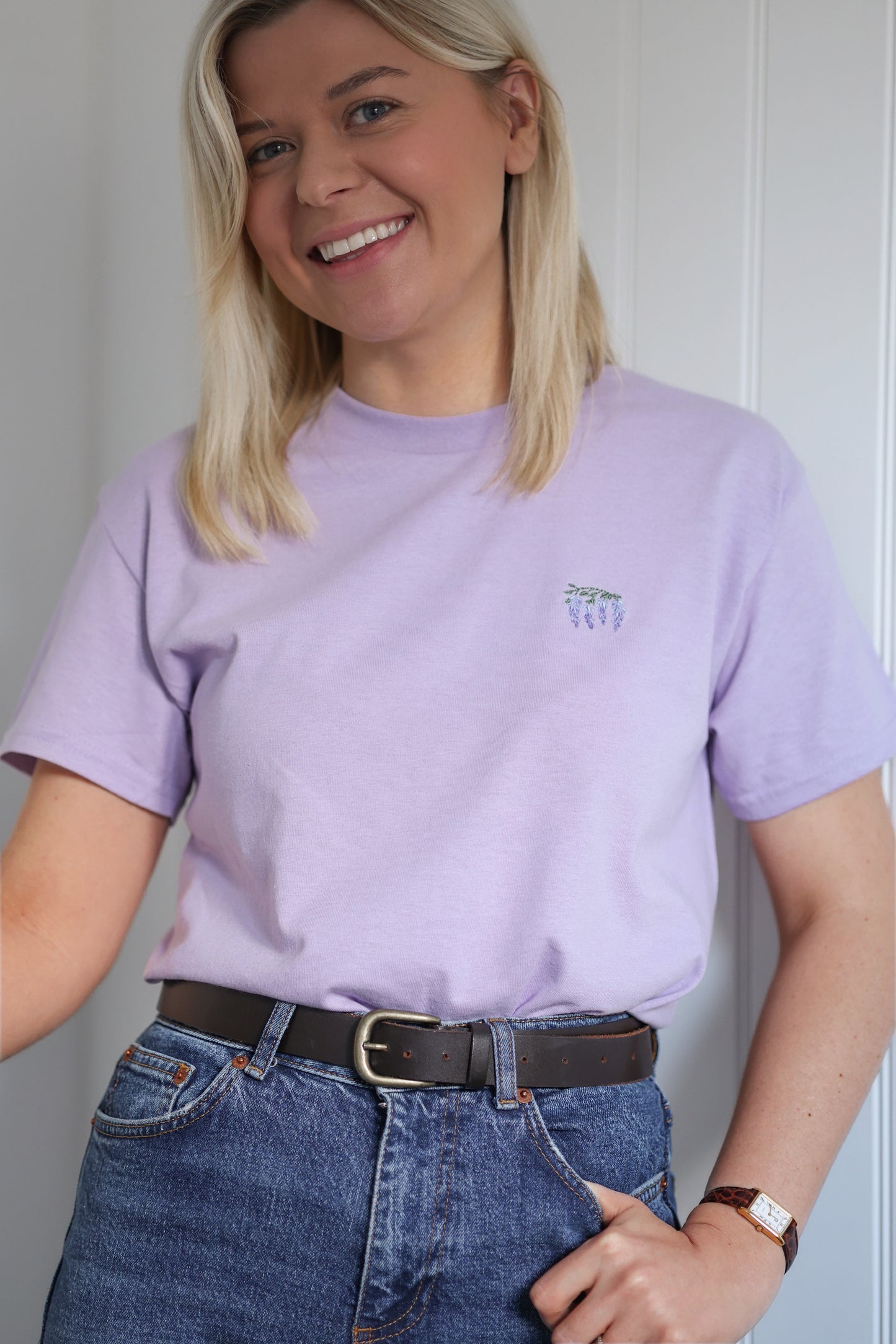 Embroidered AP T-Shirt - Wisteria Waltz - Lilac