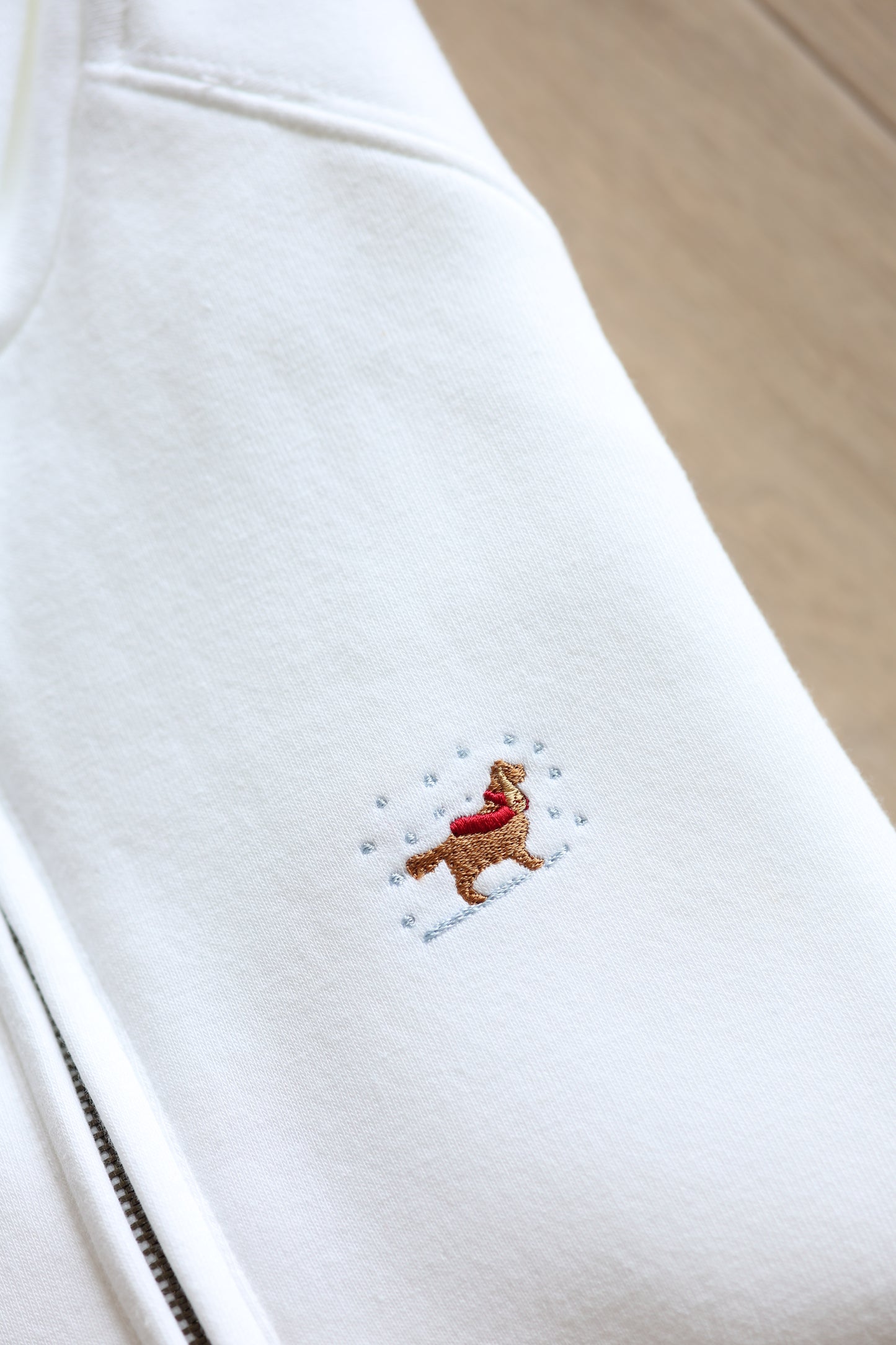 Embroidered Christmas Zip Neck Sweat - Cocker Spaniel - White - SAMPLE