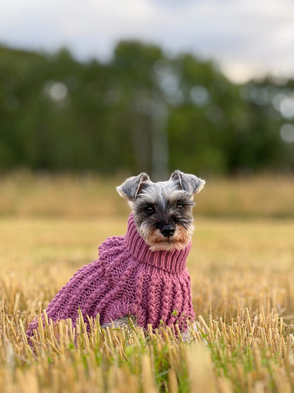 Hand Knitted Dog Jumper - Mauve (seconds)