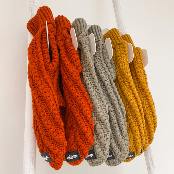 Hand Knitted Dachshund Jumper - Burnt Orange