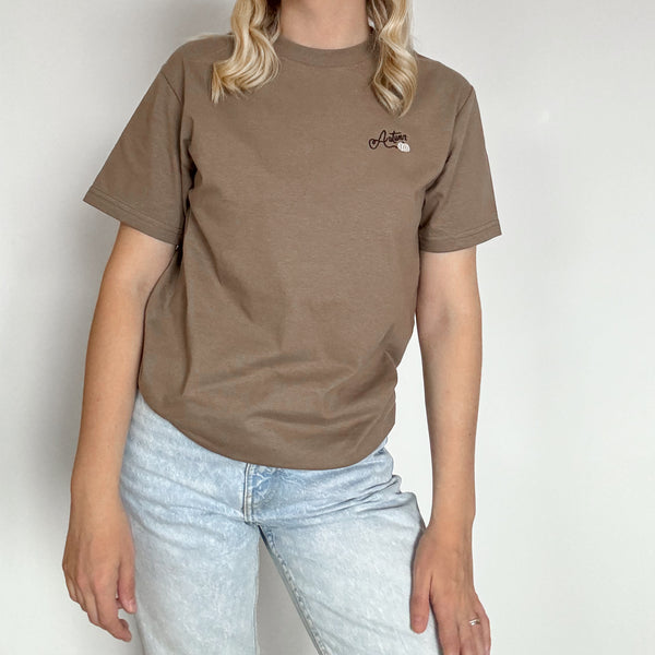 Embroidered AP T-Shirt - Pumpkin Harvest - Mocha