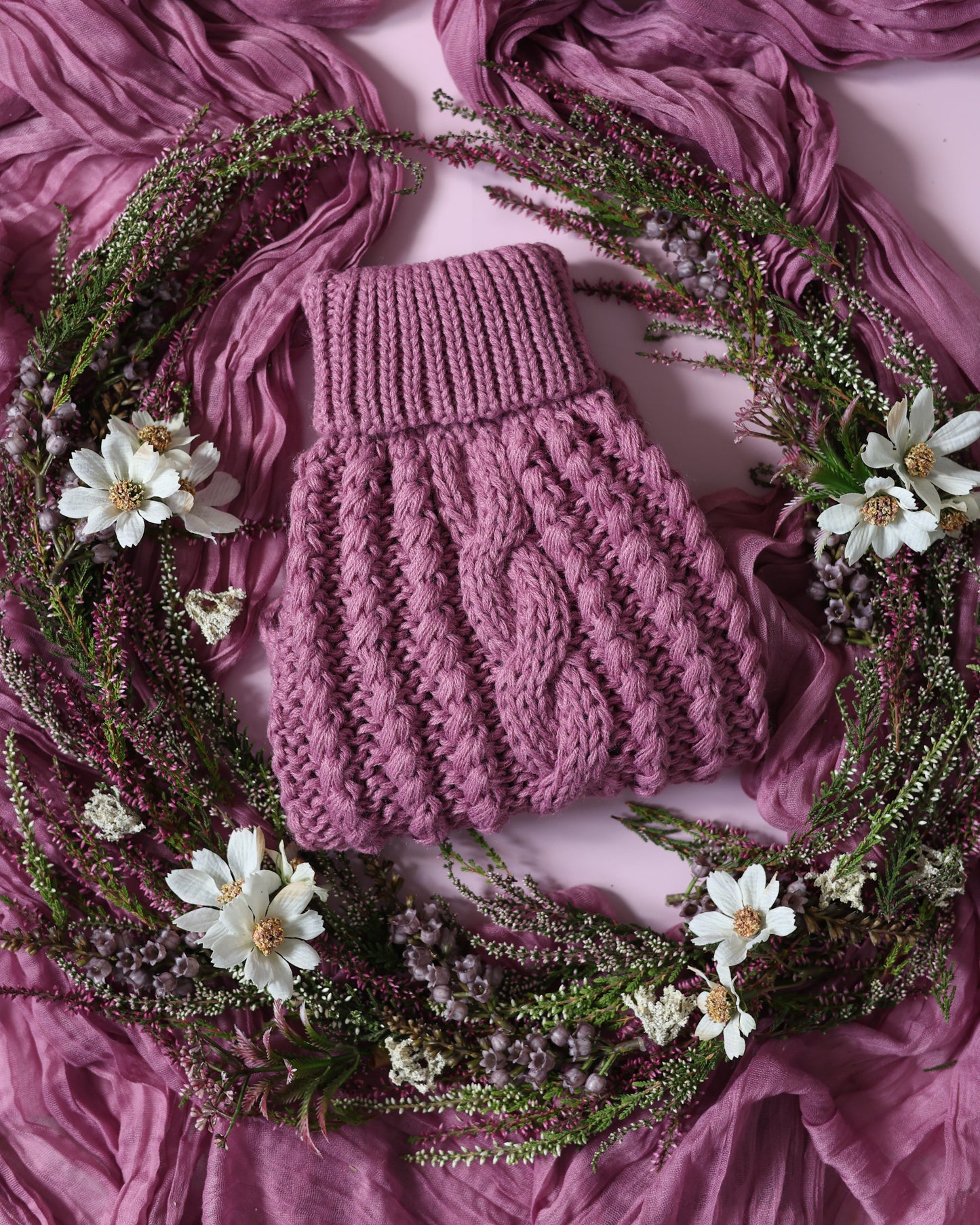 Hand Knitted Dog Jumper - Mauve (seconds)