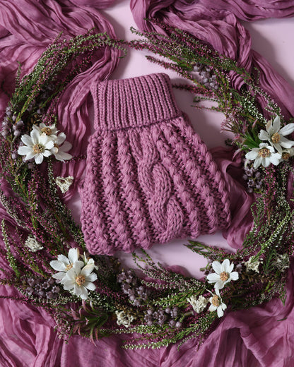 Hand Knitted Dog Jumper - Mauve (seconds)