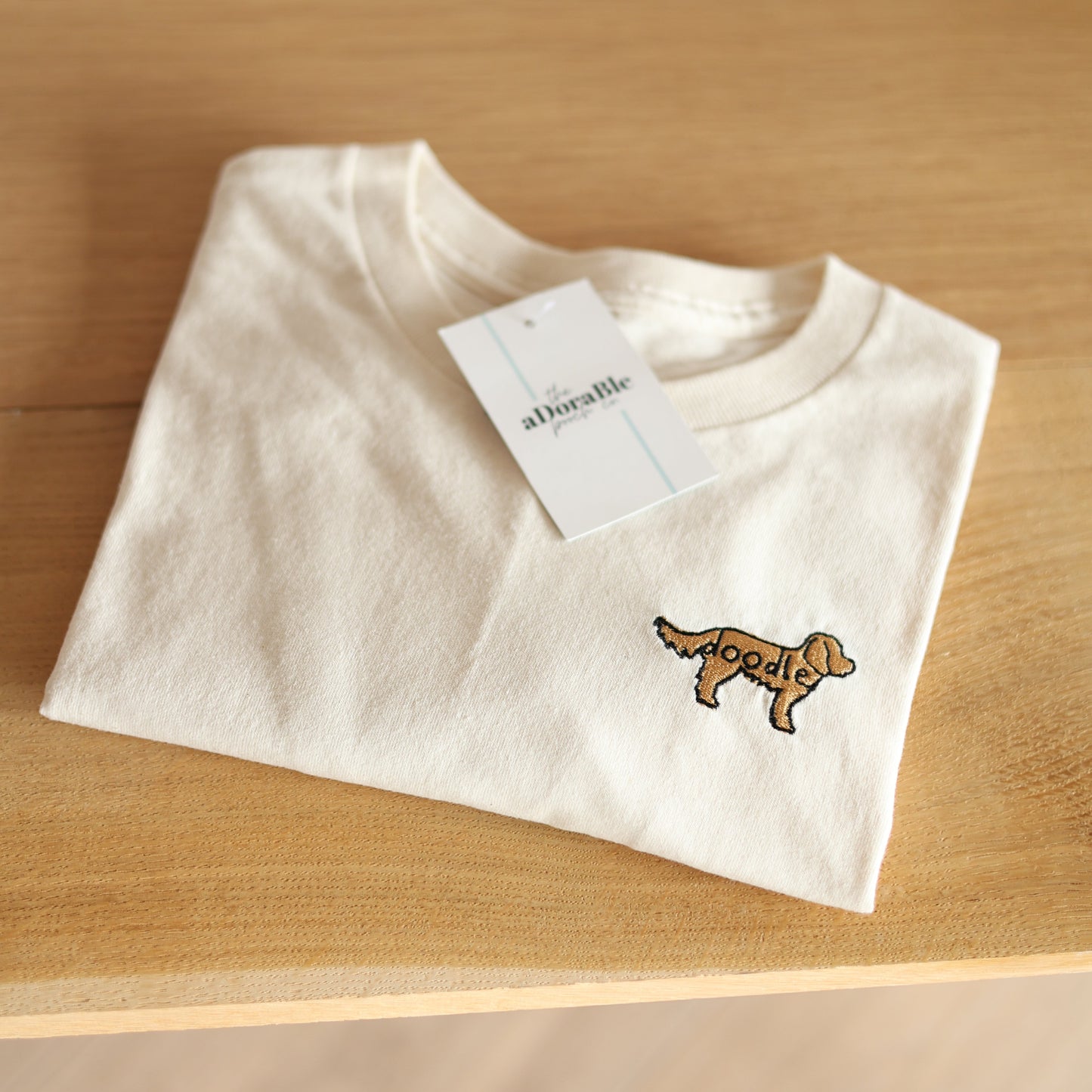Embroidered T-Shirt - Doodle - Cream - SAMPLE - Multiple Sizes