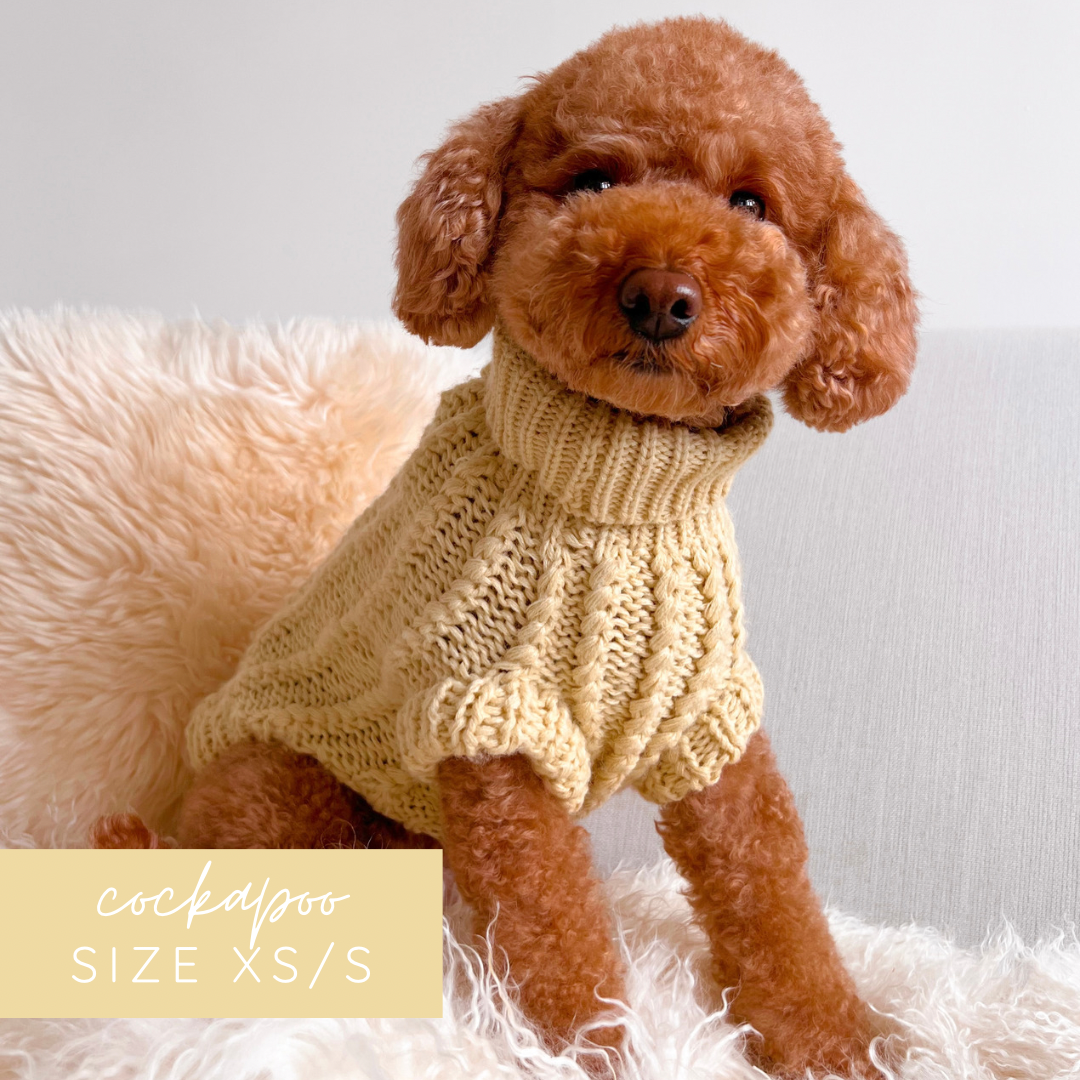 Hand Knitted Dachshund Jumper - Lemon Sherbet