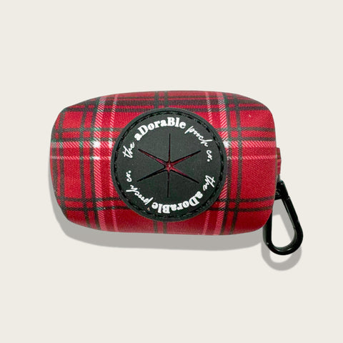 Poop Bag Holder - LUXE Berry Red Plaid