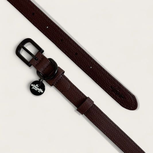 Heritage Faux Leather Dog Collar - Brown