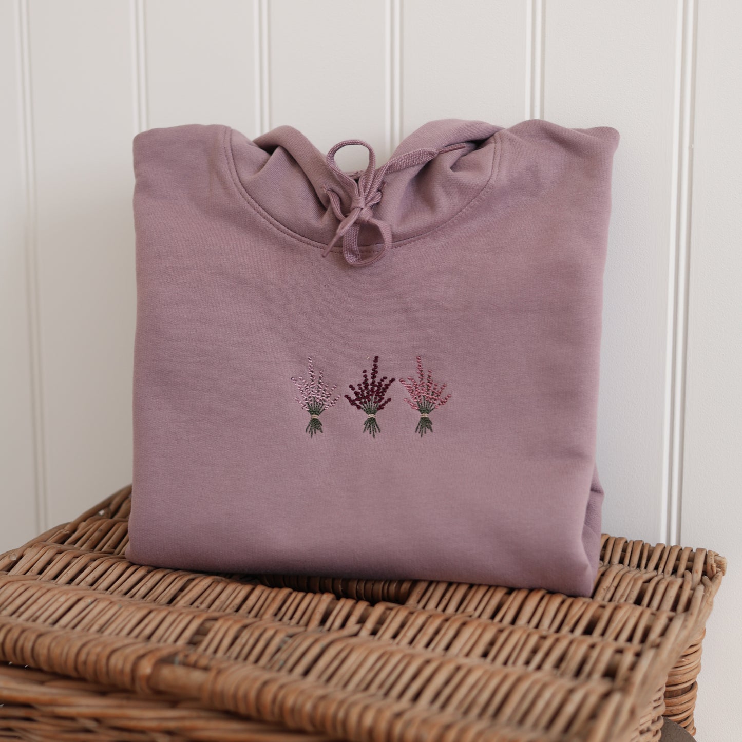 Embroidered Cotton Blend Hoodie - Highland Heather - Mauve