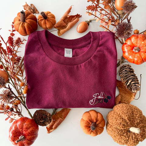 Embroidered AP T-Shirt - Bramble Berry - Mulberry