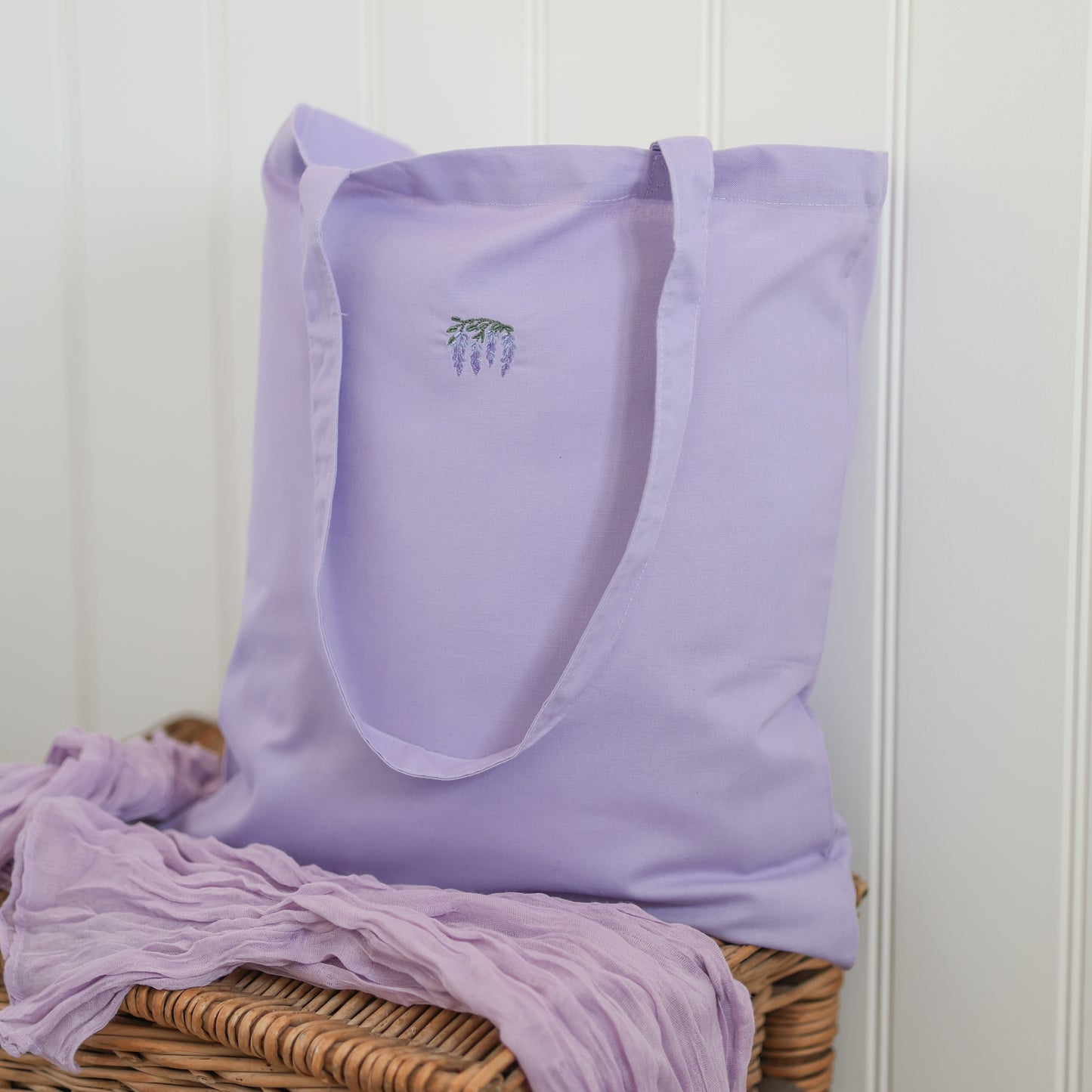 Embroidered Tote Bag - Wisteria Waltz