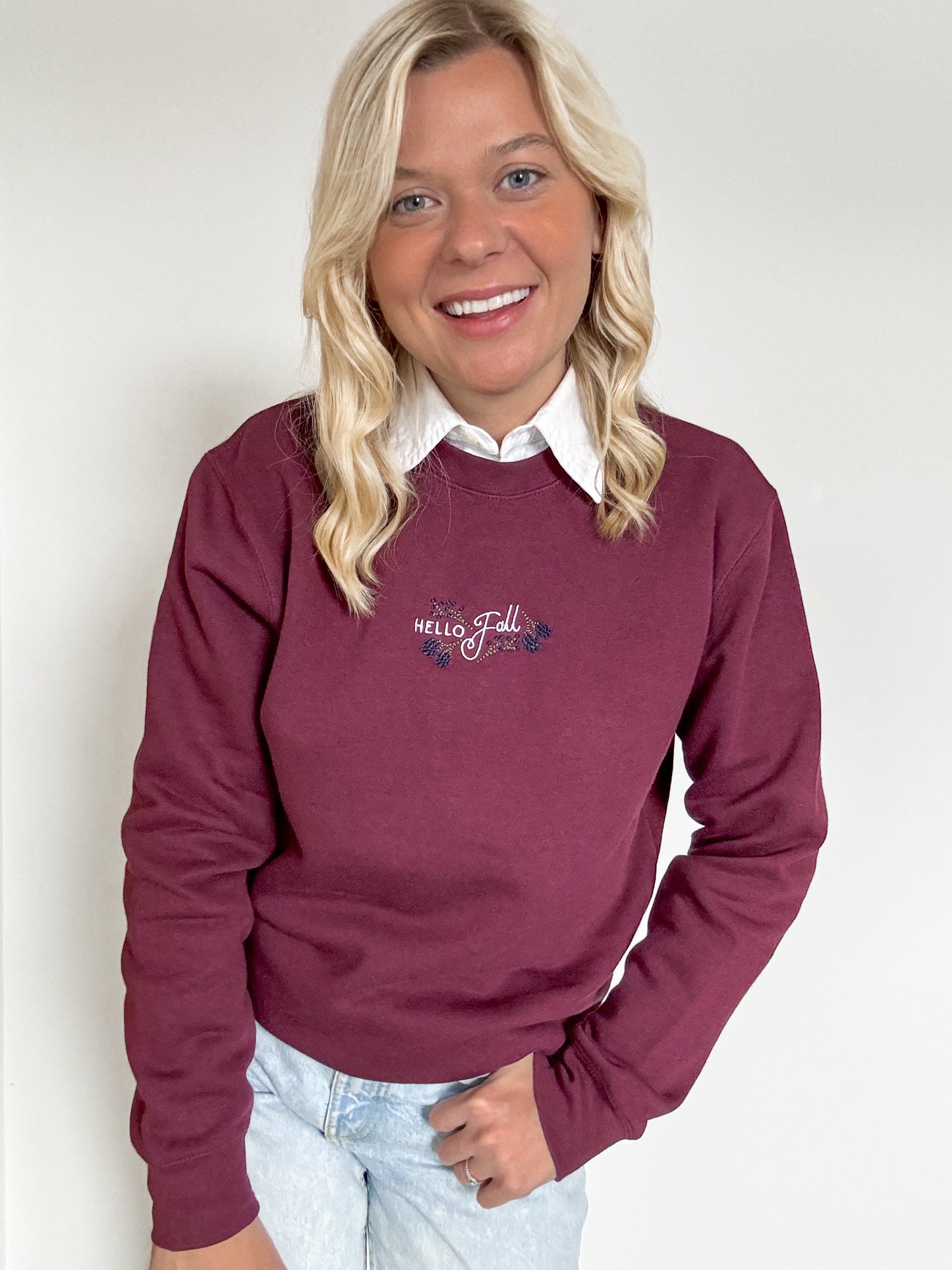 Embroidered Signature Sweatshirt - Bramble Berry - Mulberry