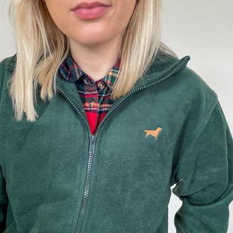 Embroidered Oversized Outdoor Full Zip Fleece - Choose Your Breed - Forest Green