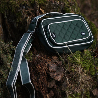 Quilted Dog Walking Shoulder Bag - Hunter Green