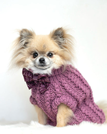 Hand Knitted Dog Jumper - Mauve (seconds)