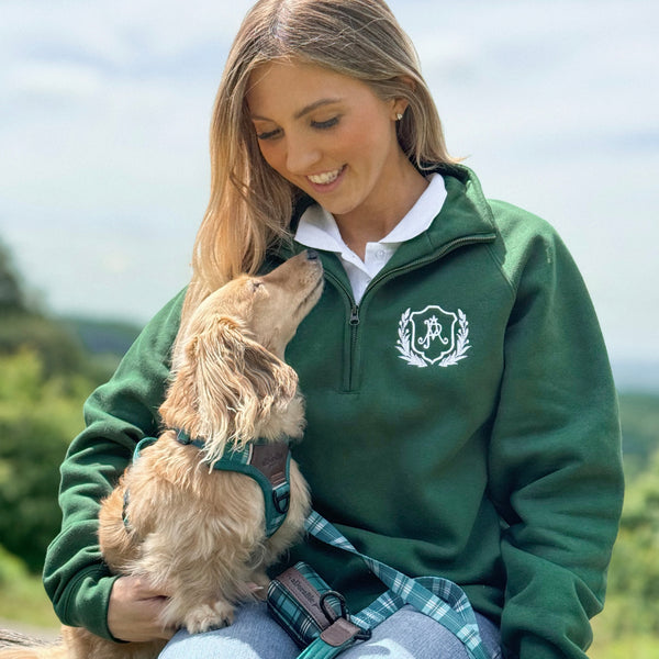 Embroidered AP Zip Neck Sweat - Heritage Collection - Hunter Green