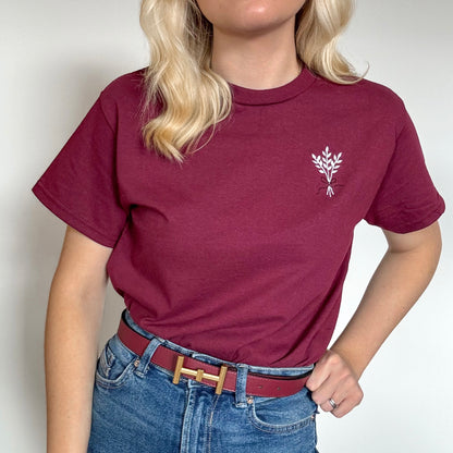 Embroidered AP T-Shirt - Cherrywood Ivy - Mulberry