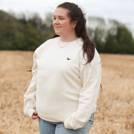 Embroidered Signature Sweatshirt - Farmland Pheasant - Natural