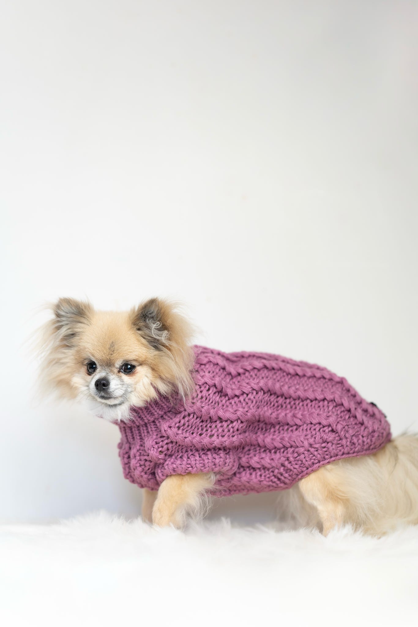 Hand Knitted Dog Jumper - Mauve (seconds)