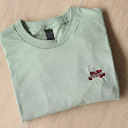 Embroidered AP T-Shirt - Crab Apple Cottage - Sage Green - SAMPLE - Medium