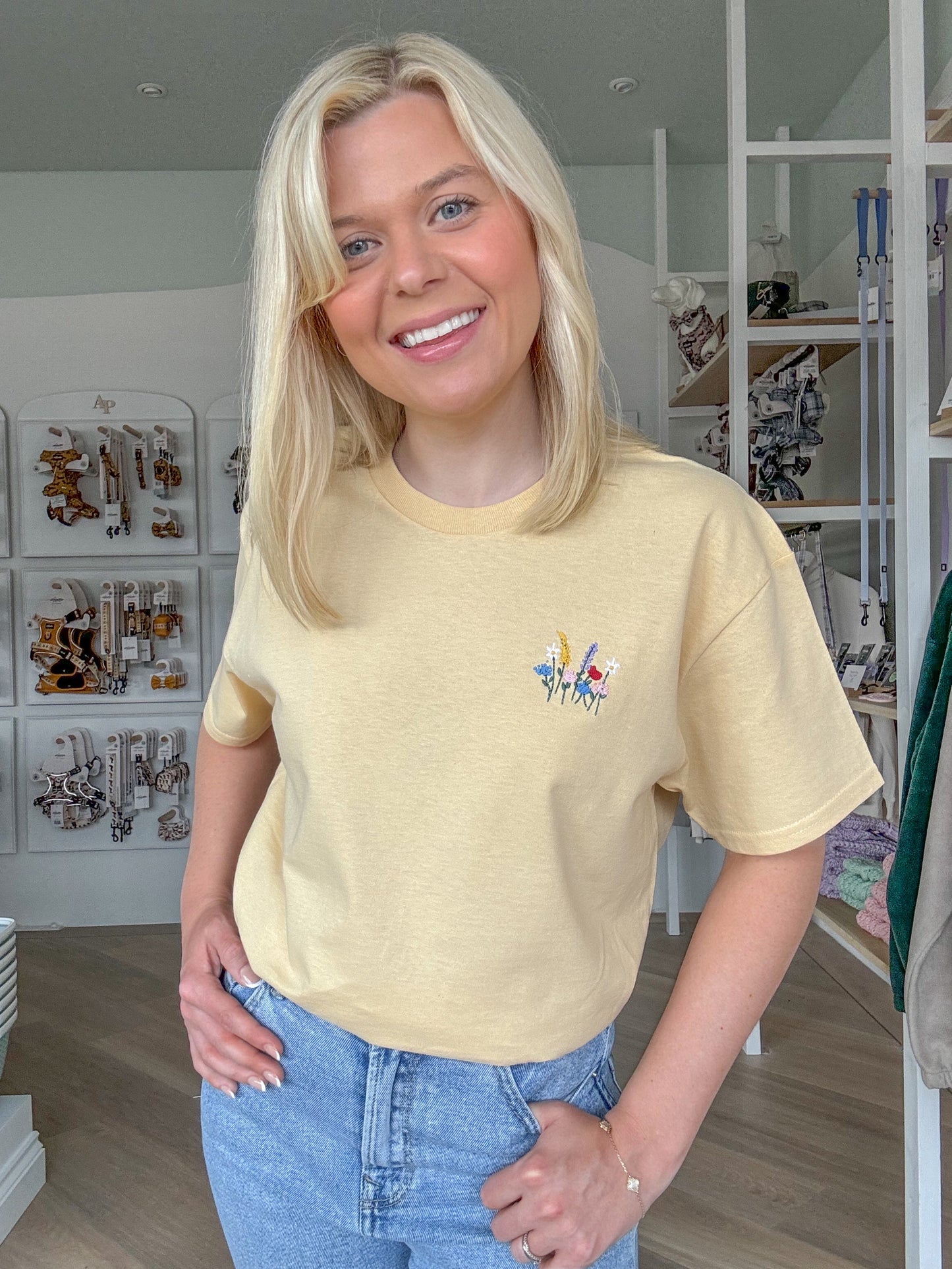 Embroidered AP T-Shirt - Wildflower Meadow