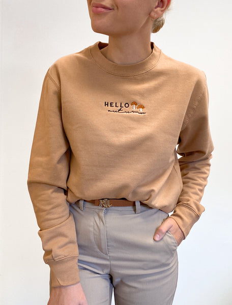 Embroidered Lightweight Sweatshirt - Whimsical Woodland - Ginger Biscuit