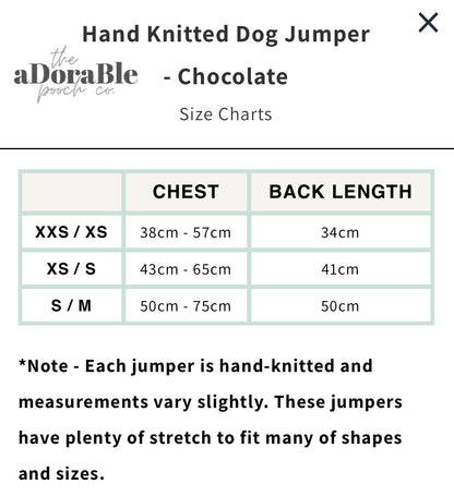 Hand Knitted Dog Jumper - Chocolate (seconds)