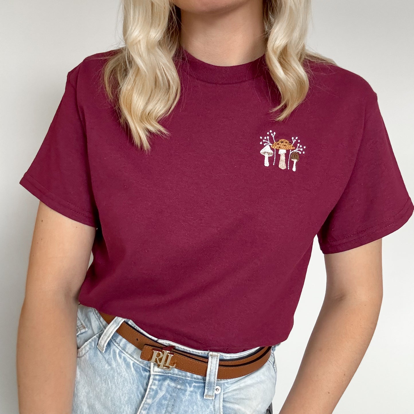 Embroidered AP T-Shirt - Mulberry Mushrooms - Mulberry