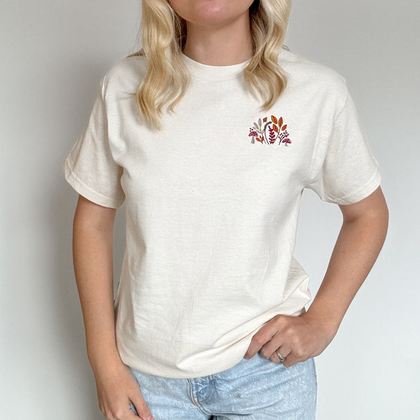 Embroidered AP T-Shirt - Whispers Of Fall - Natural