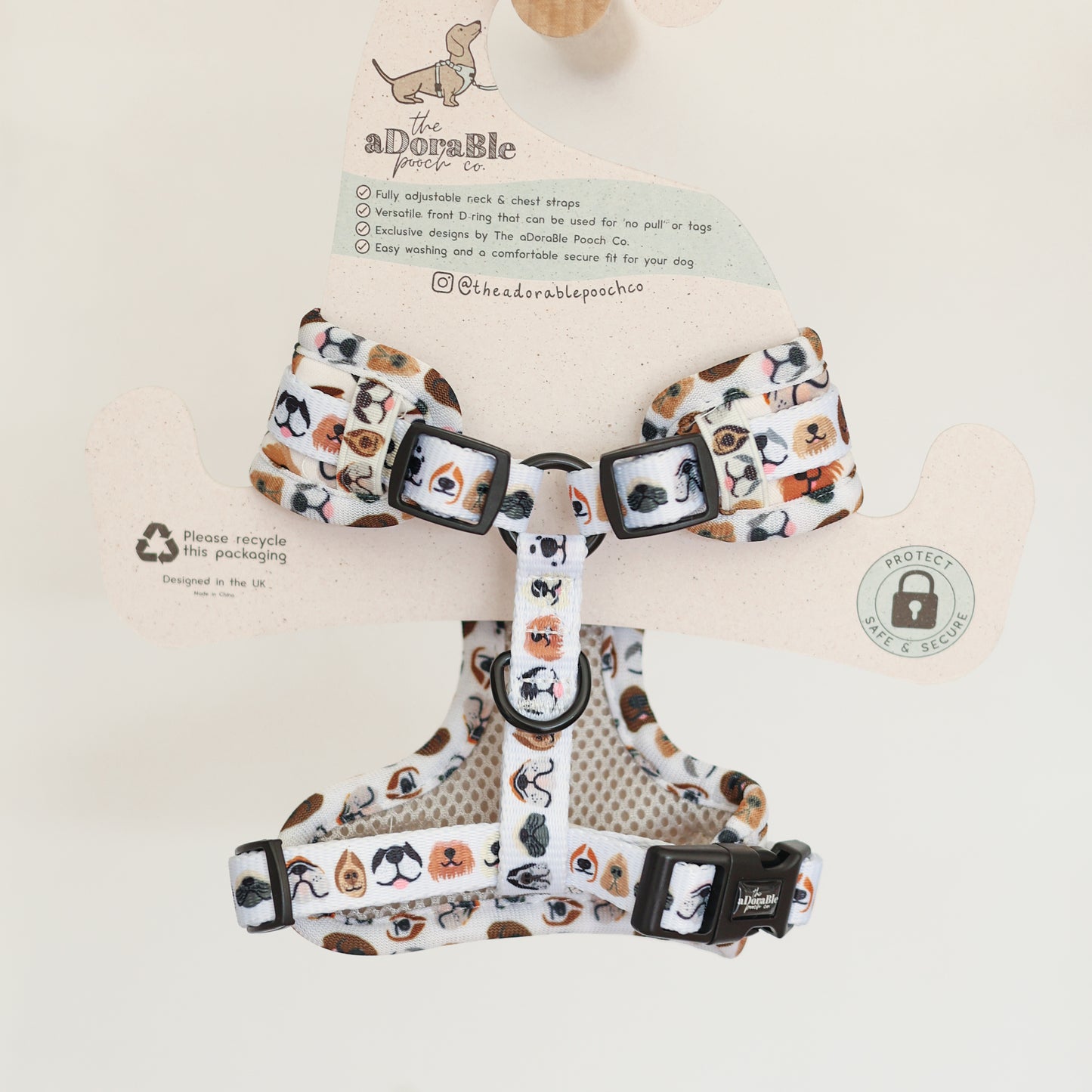 Adjustable Dog Puppy Harness - Boops White - XXS
