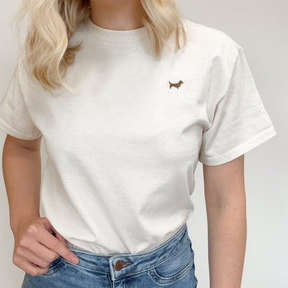 Embroidered T-Shirt - Dachshund - Cream