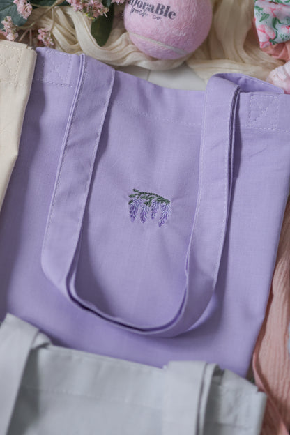 Embroidered Tote Bag - Wisteria Waltz