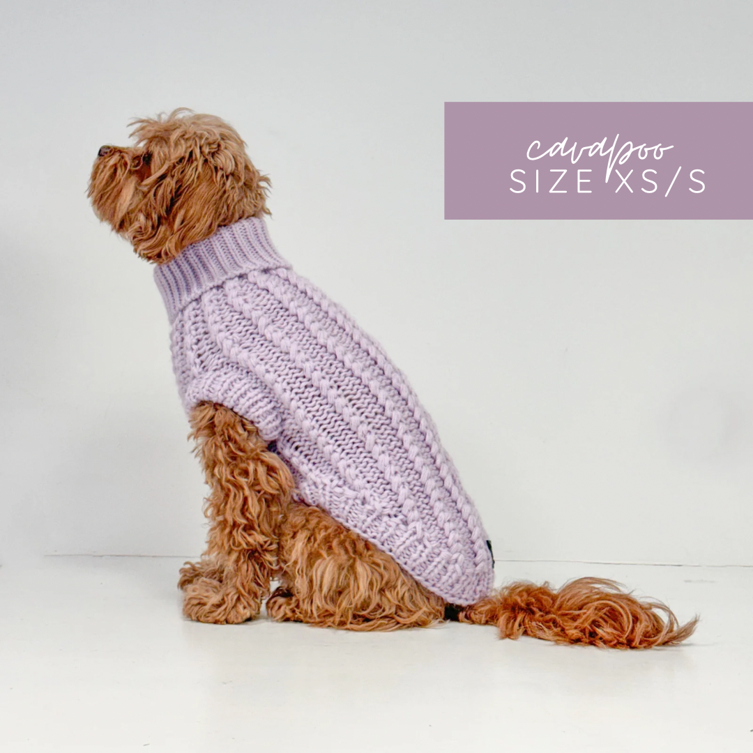 Hand Knitted Dachshund Jumper - Lavender