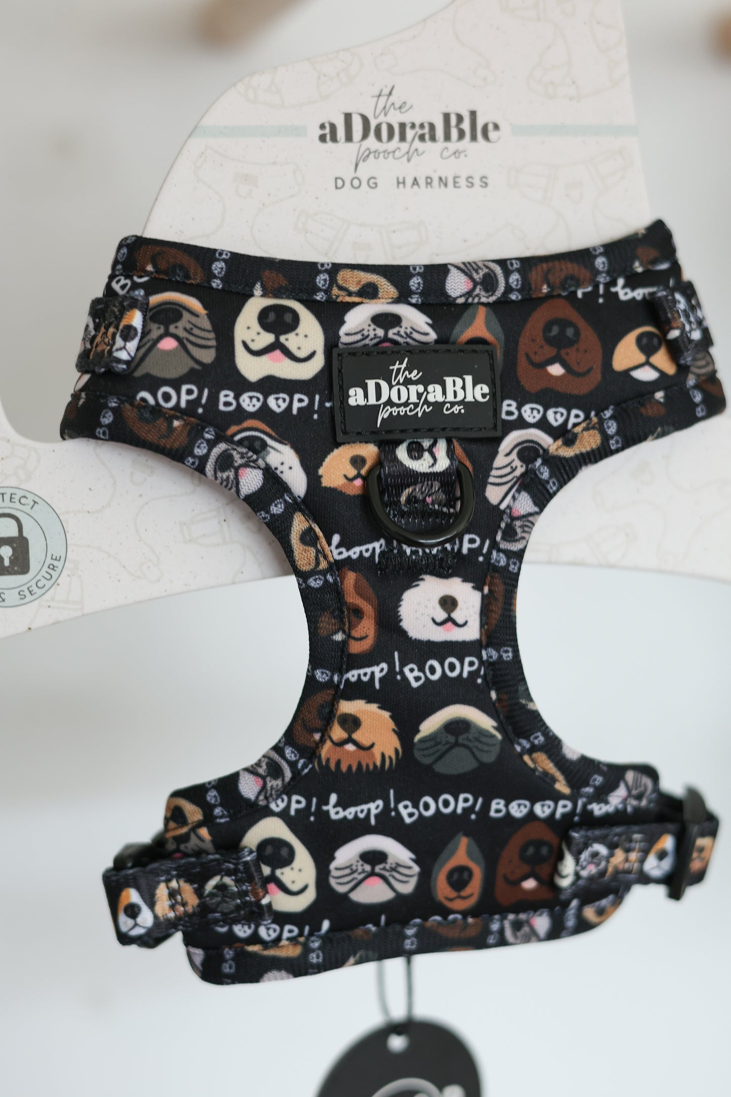 Adjustable Dog Puppy Harness - Boop My Nose Black - XXS