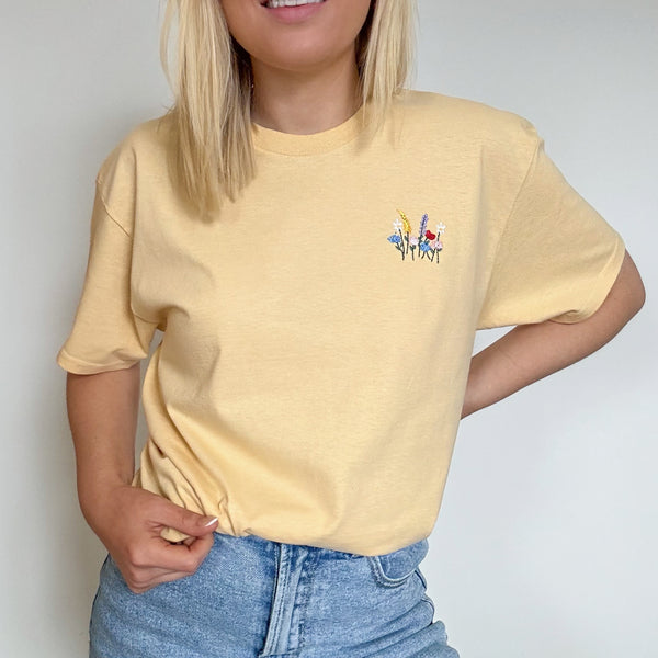 Embroidered AP T-Shirt - Wildflower Meadow