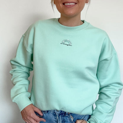 Embroidered Premium Oversized Sweatshirt - Hint Of Mint - Fresh Mint