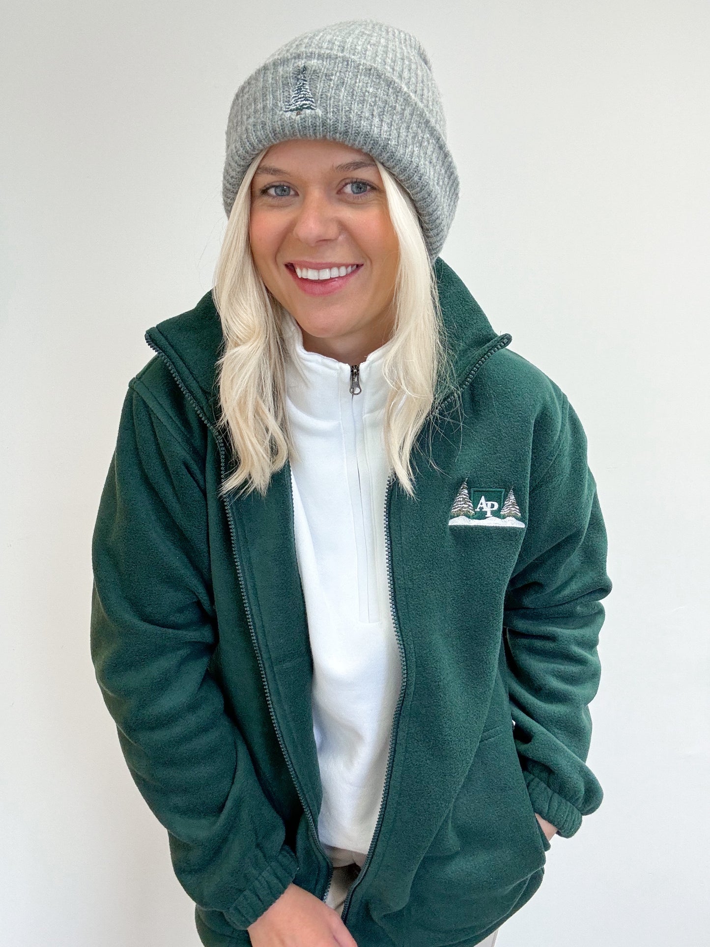 Embroidered Oversized Outdoor Full Zip Fleece - Arctic Spruce